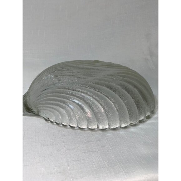 Vintage Clear Glass Shell-Shaped Decorative Bowl Textured Serving Dish Entertain - Picture 3 of 7